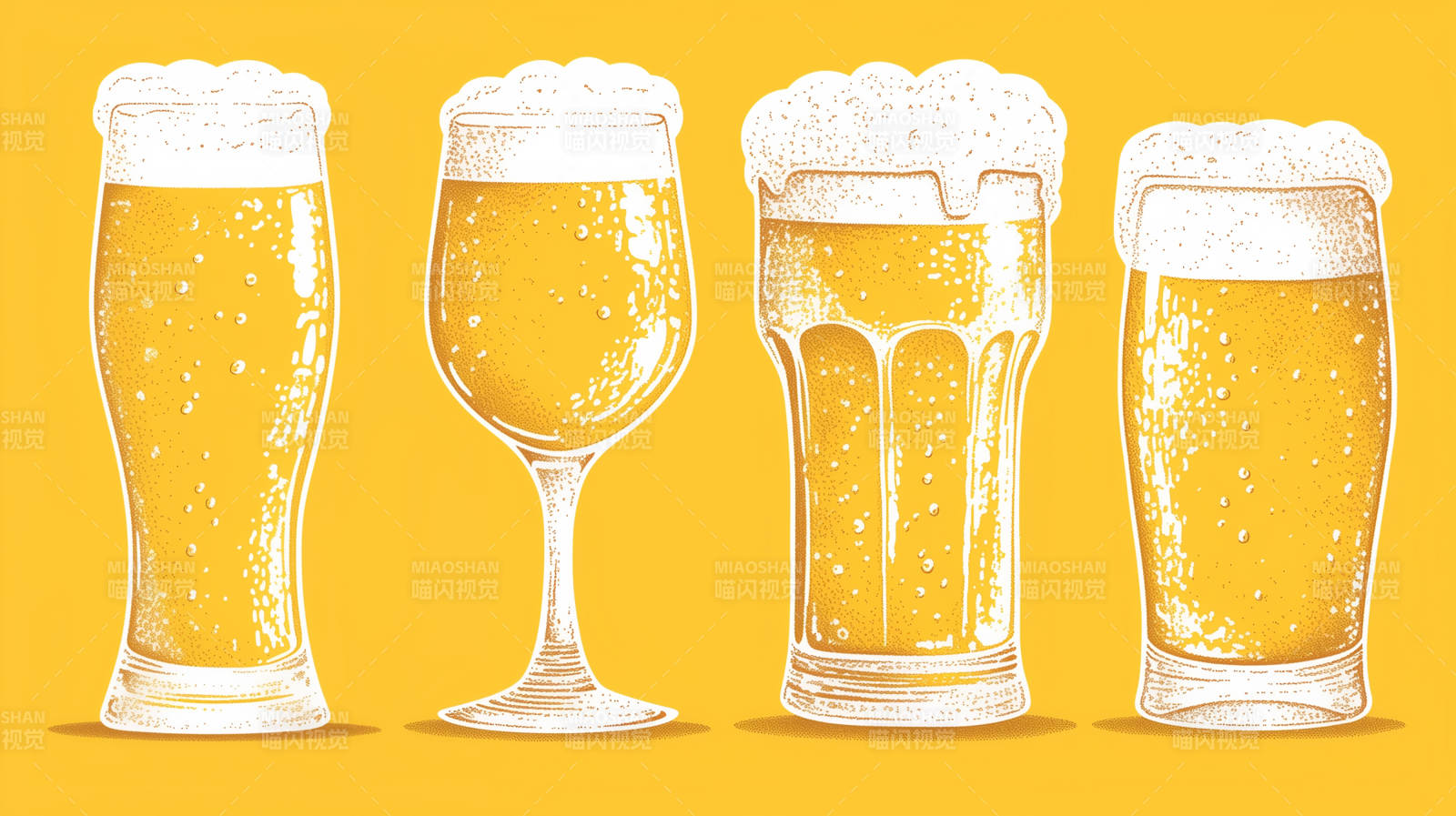四种啤酒杯图片