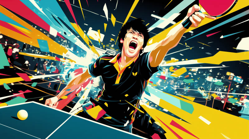 乒乓球激战瞬间图片