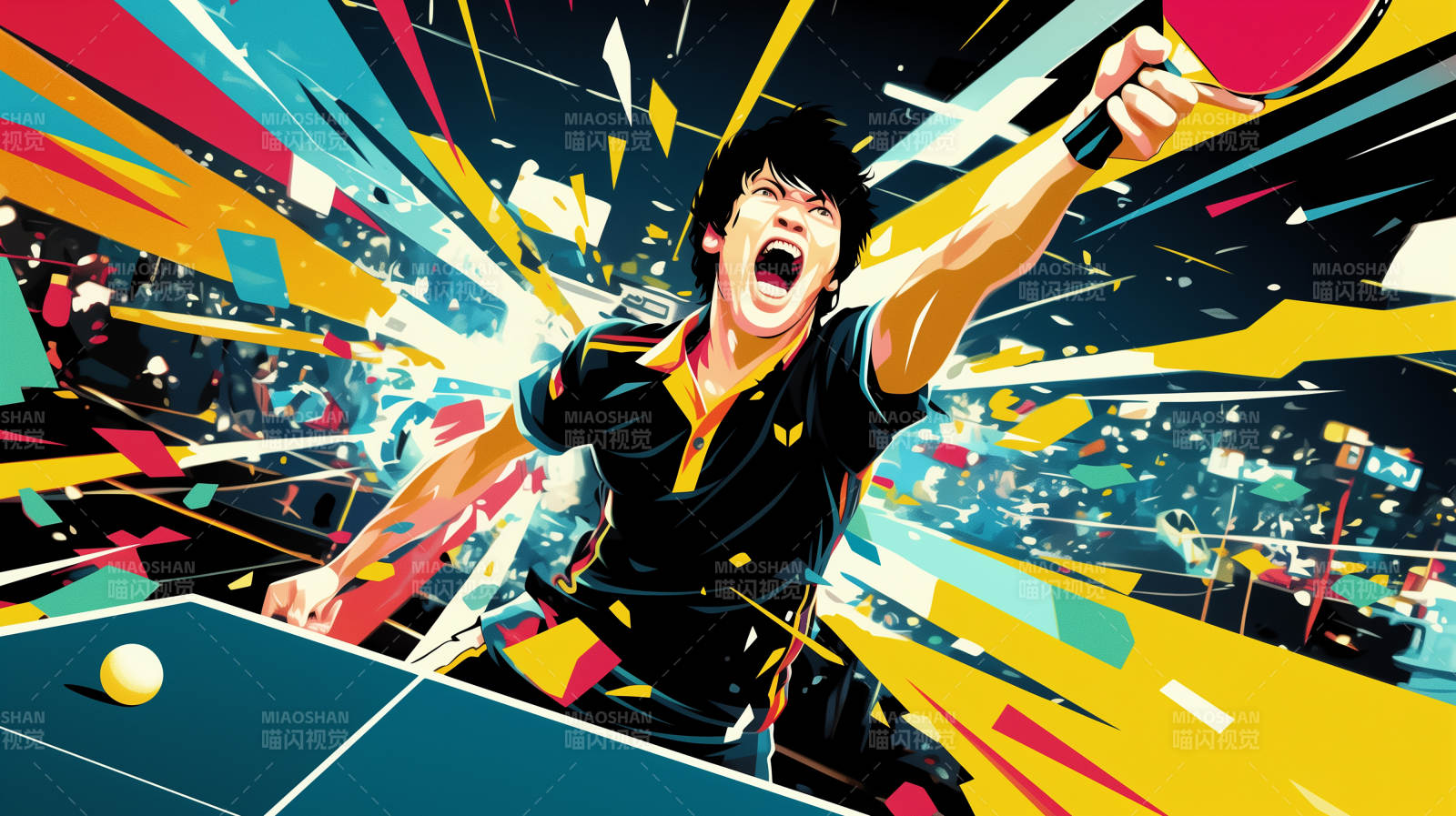 乒乓球激战瞬间图片