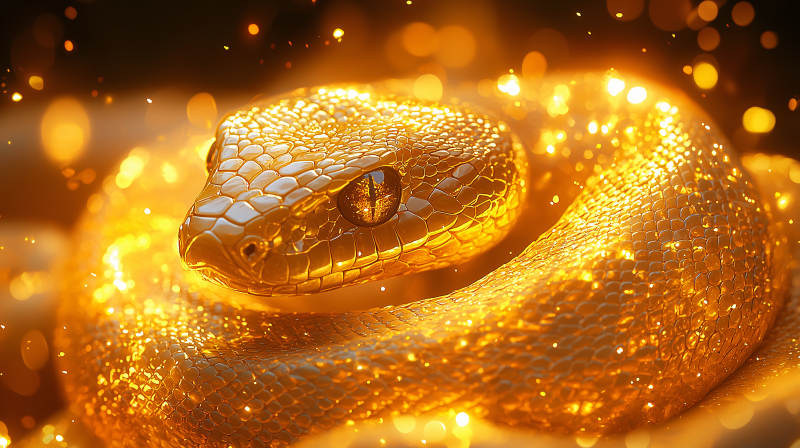 金蛇盘绕 光芒四射图片