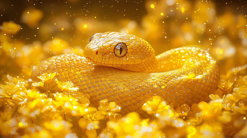 金蛇栖花海图片