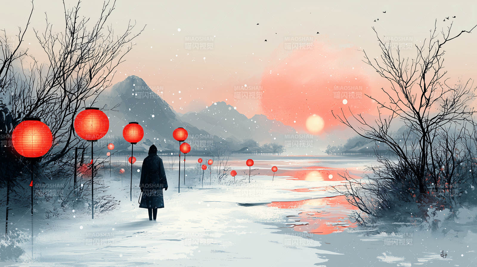 雪夜红灯行图片