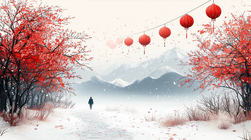 雪中红梅迎春图片