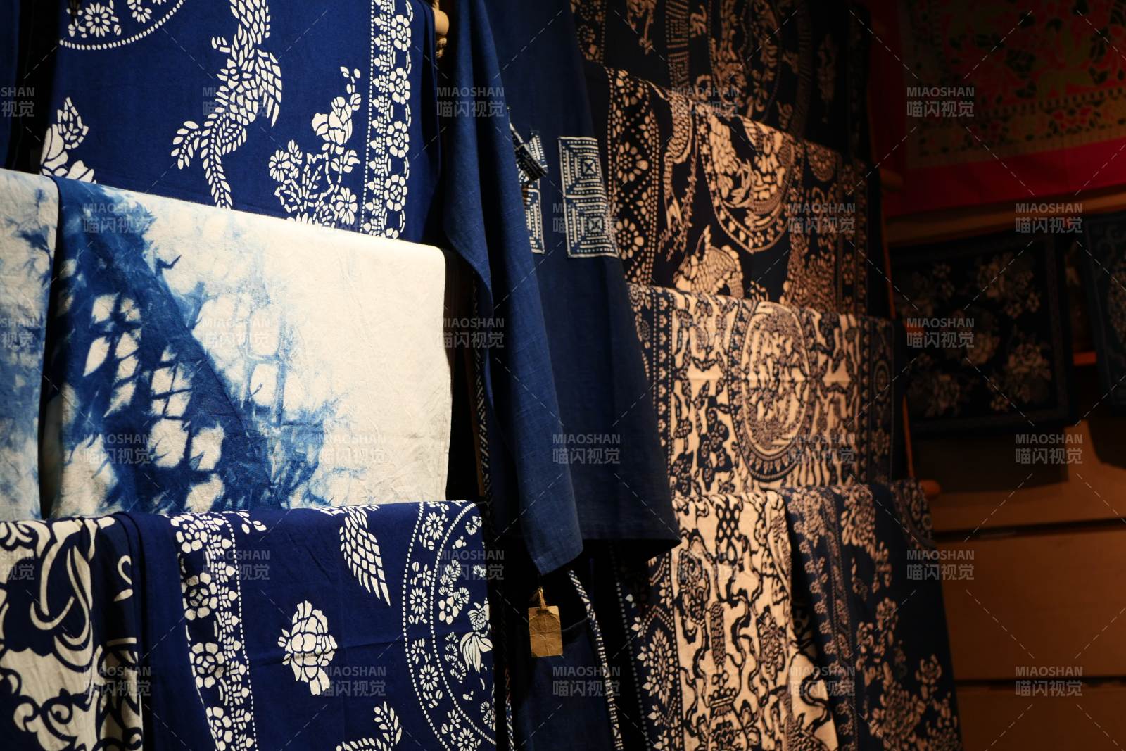 蓝印花布展示图片