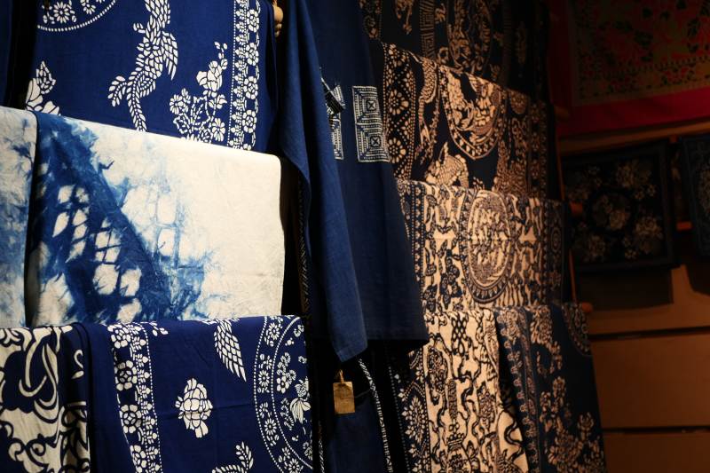 蓝印花布展示图片
