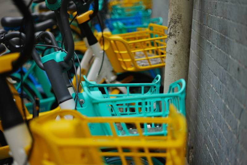 共享单车整齐排列图片