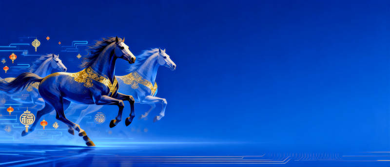 骏马奔腾 蓝光闪耀图片