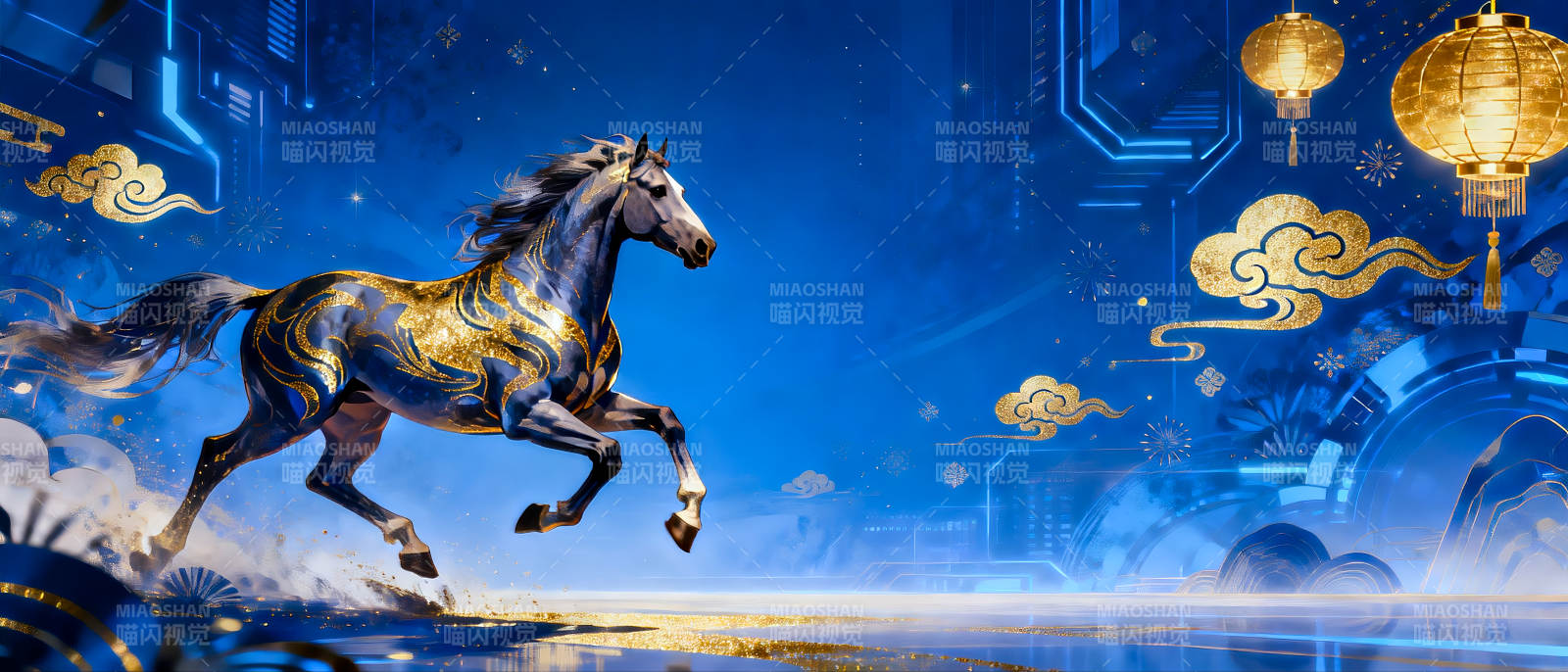 金马奔腾夜图片