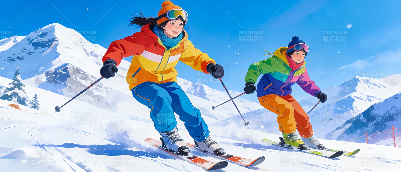 雪山滑雪乐图片