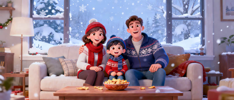 温馨家庭冬日时光图片