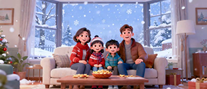 温馨圣诞一家四口图片