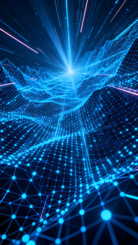 蓝光科技感数字世界粒子光束穿梭图片