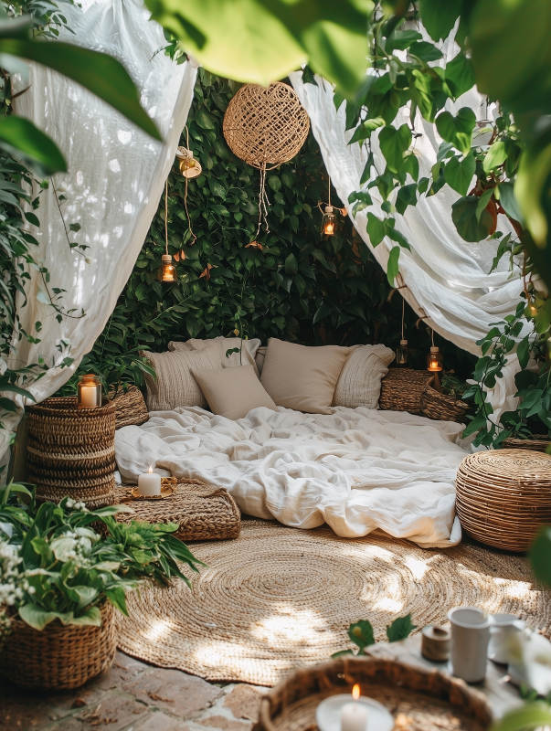 户外田园风帐篷床图片