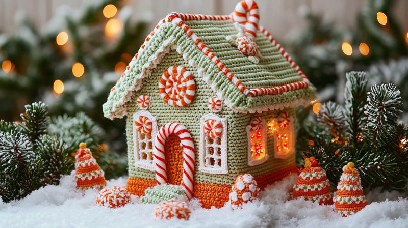 钩针编织姜饼屋图片