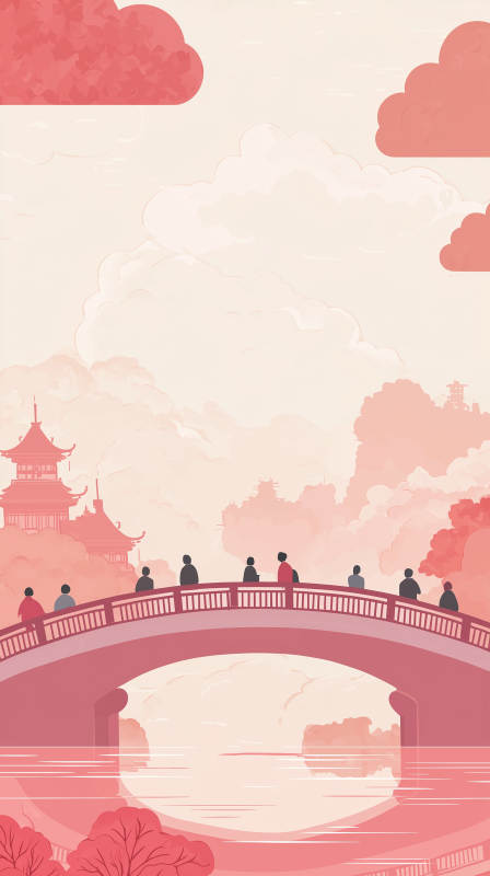 水墨江南桥上行图片