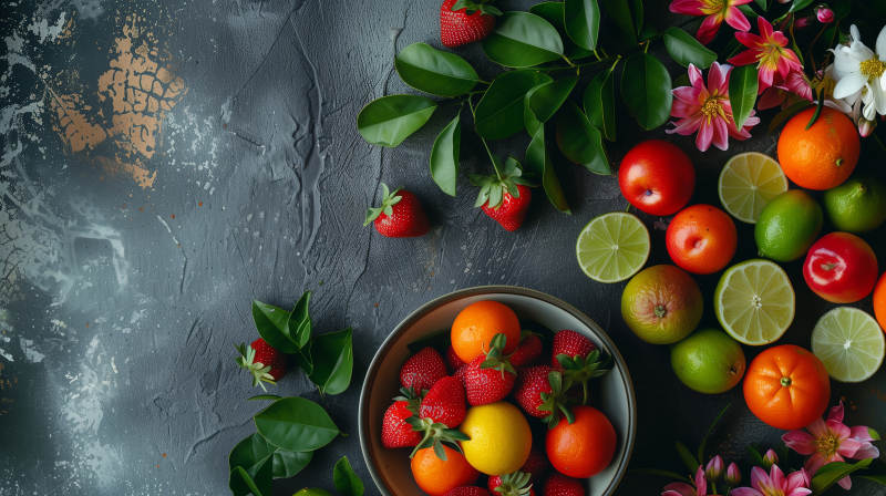 缤纷水果与鲜花图片