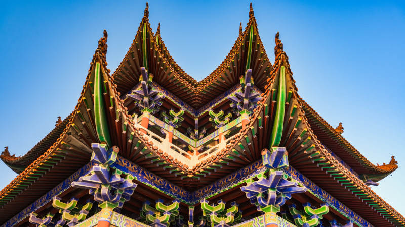 廊坊霸州大悲禅寺古建筑飞檐翘角图片