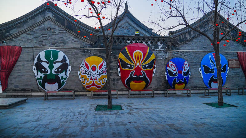 京剧脸谱墙绘图片