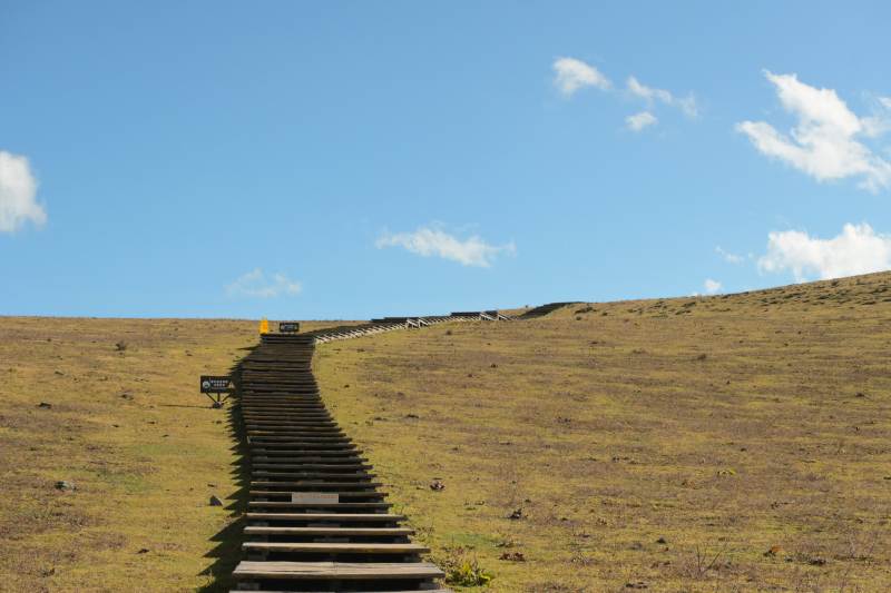 耗牛坪的阶梯通向远方山丘图片
