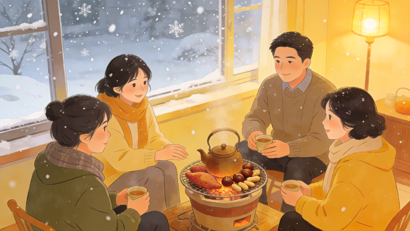 围炉共饮暖冬夜图片