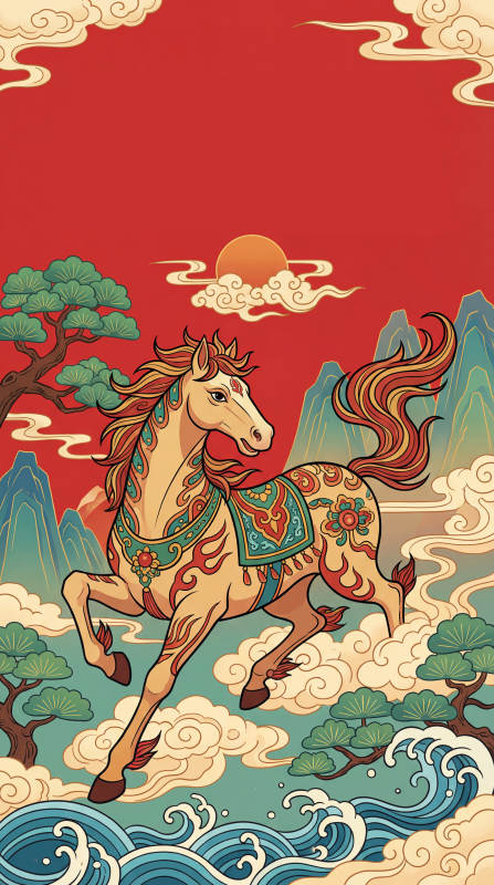 祥云骏马图图片