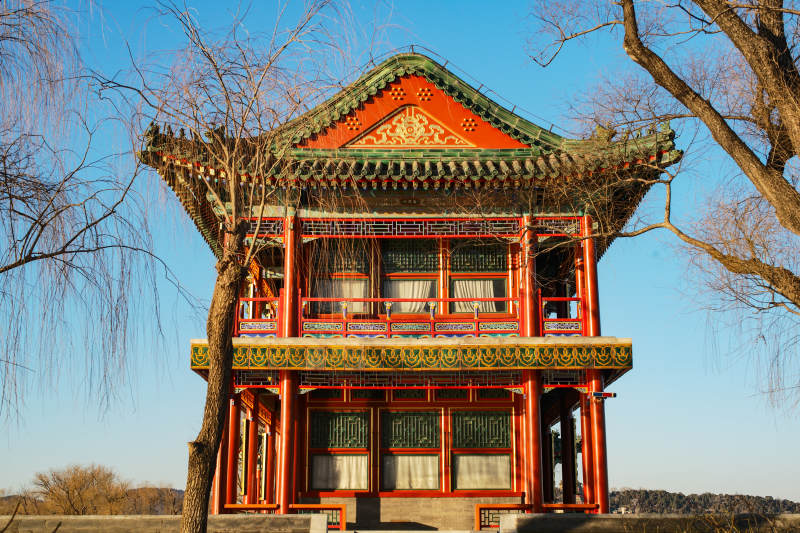 颐和园古色古香的亭台楼阁图片