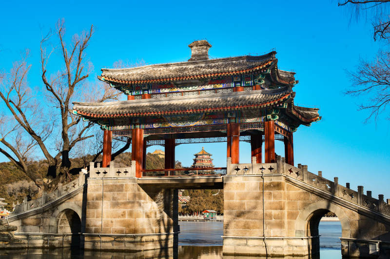 颐和园古桥亭台映碧空图片