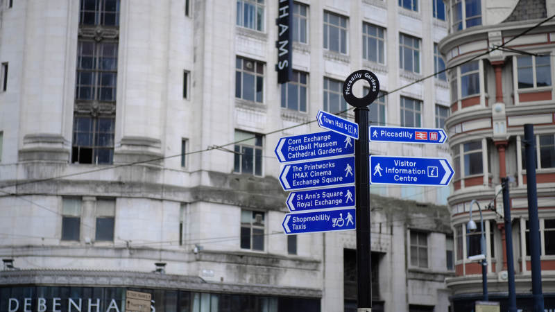 曼彻斯特城市街道指示牌图片