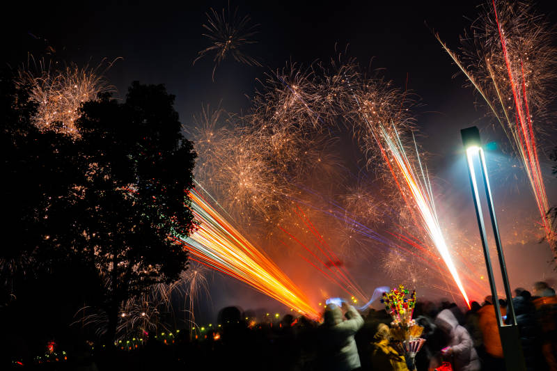 夜空烟花绽放图片