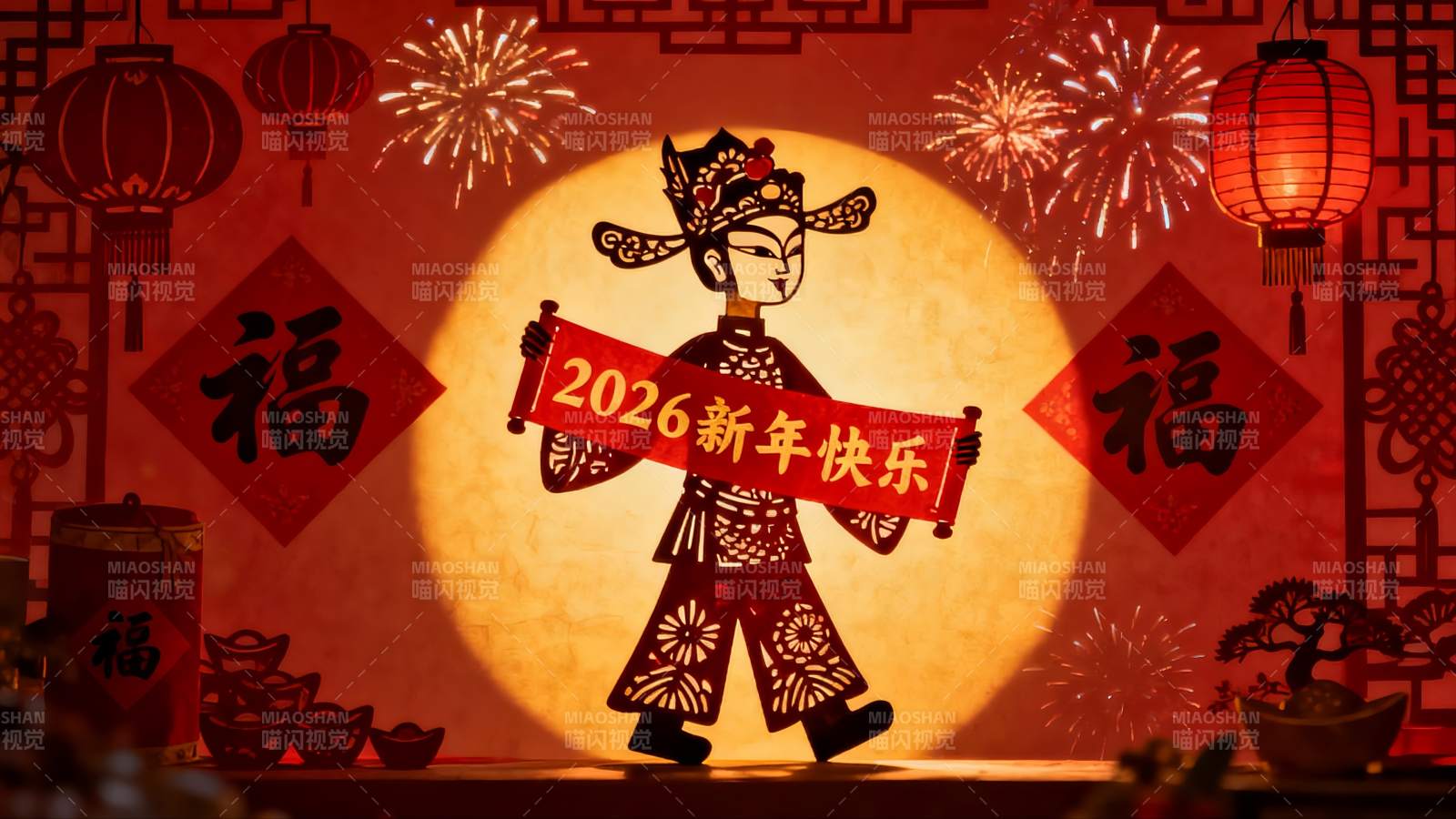 新年剪纸艺术人物挂饰图片