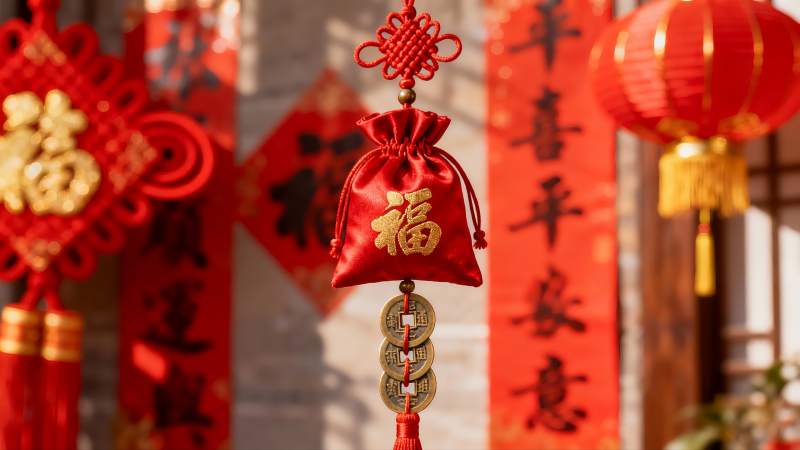 春节装饰红灯笼福袋挂饰图片