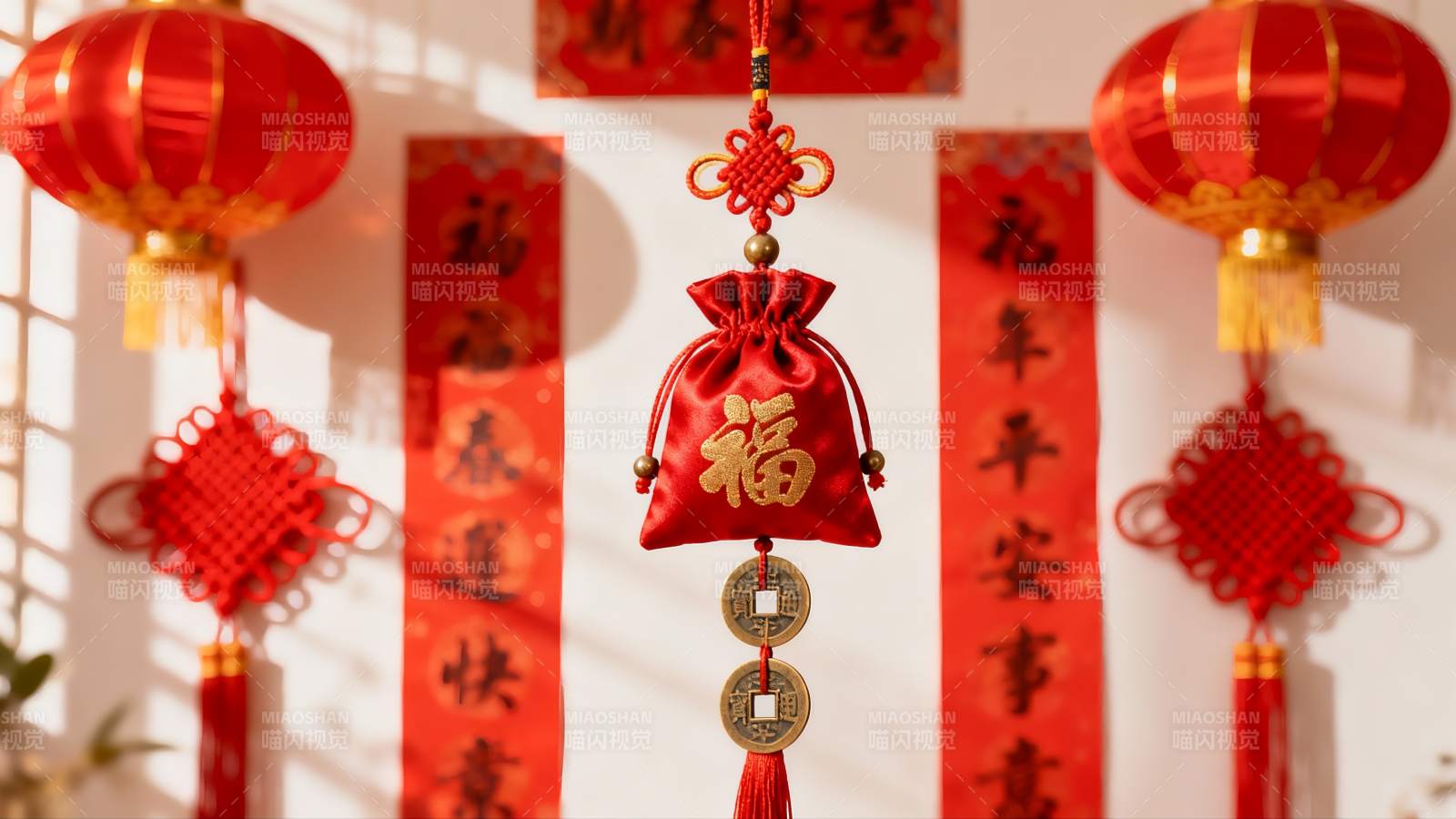 春节装饰红灯笼福袋挂饰图片