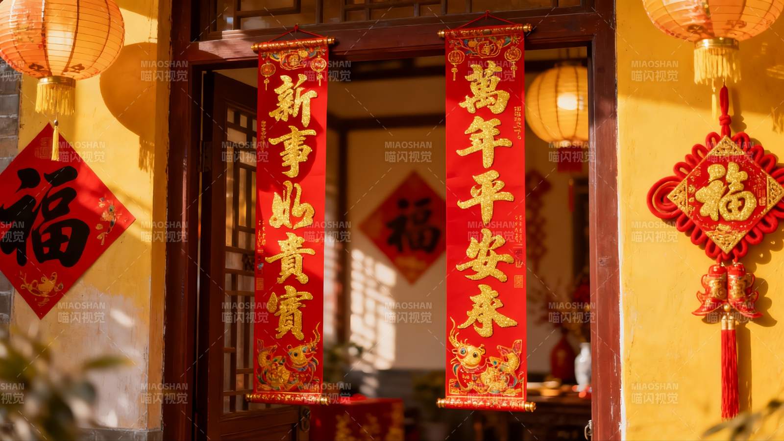 春节门廊挂饰喜庆氛围浓厚图片