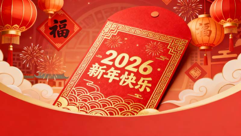 2026新年红包灯笼烟花图片
