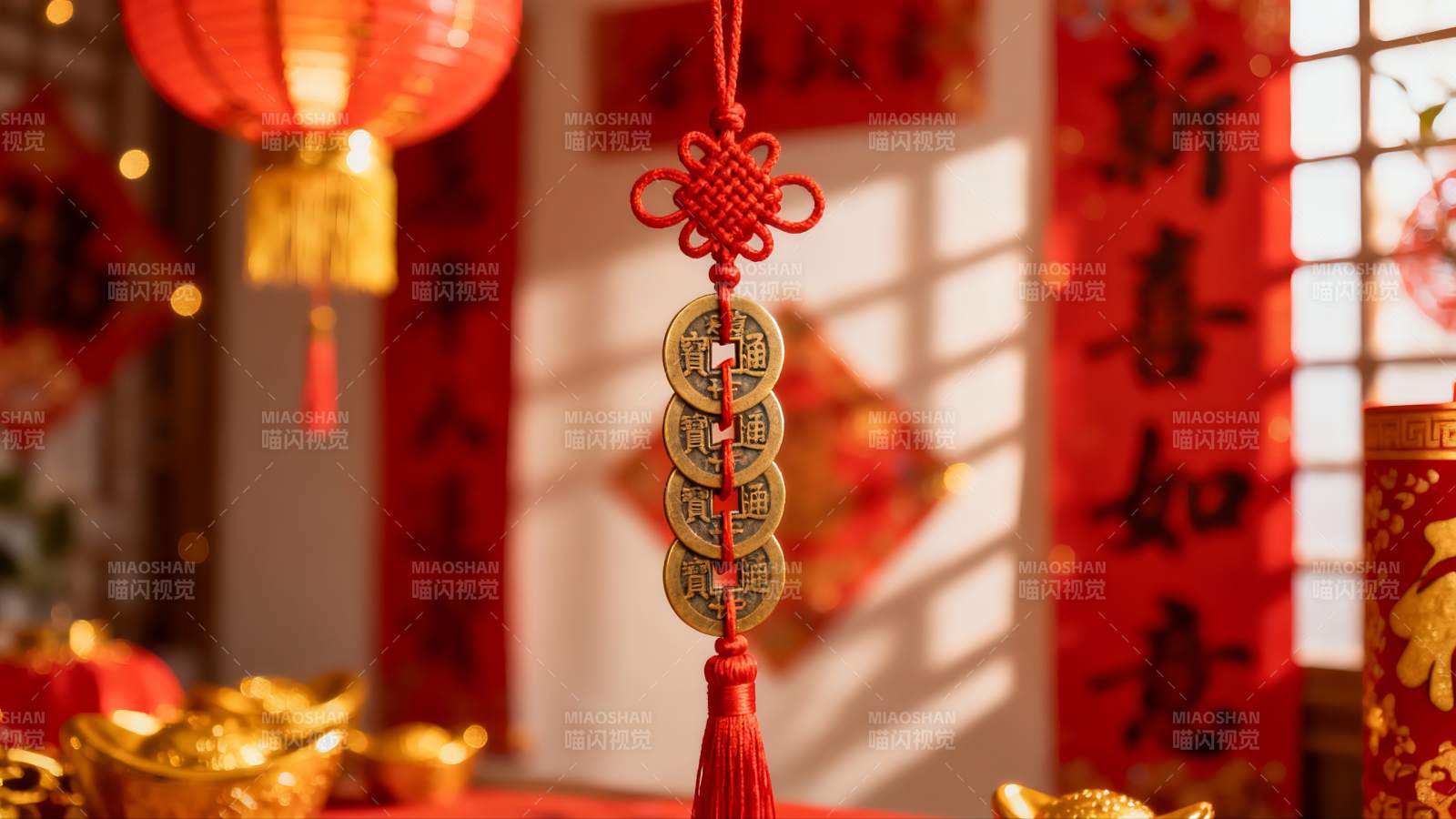 春节装饰挂件与红灯笼图片