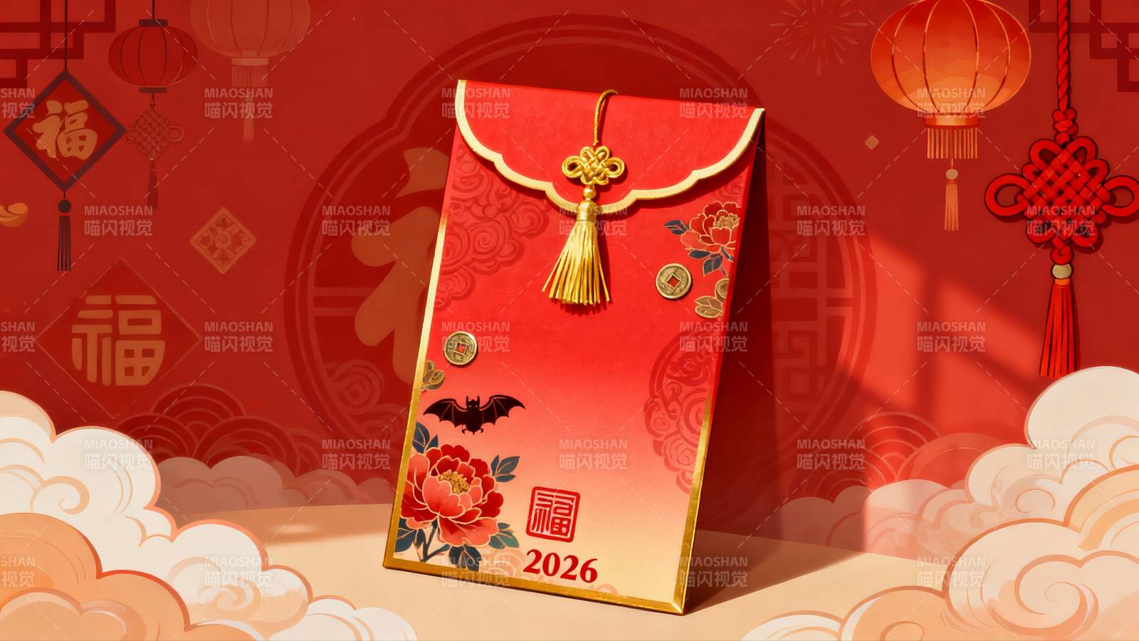 红色红包新年装饰图案图片