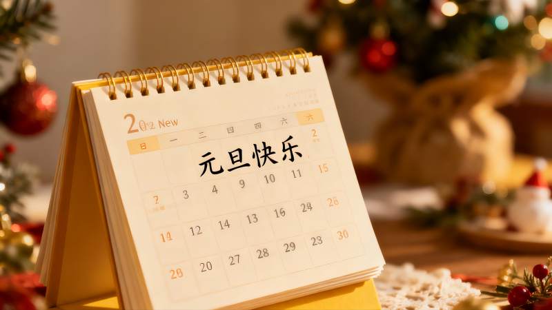 元旦日历与圣诞装饰共庆新年图片