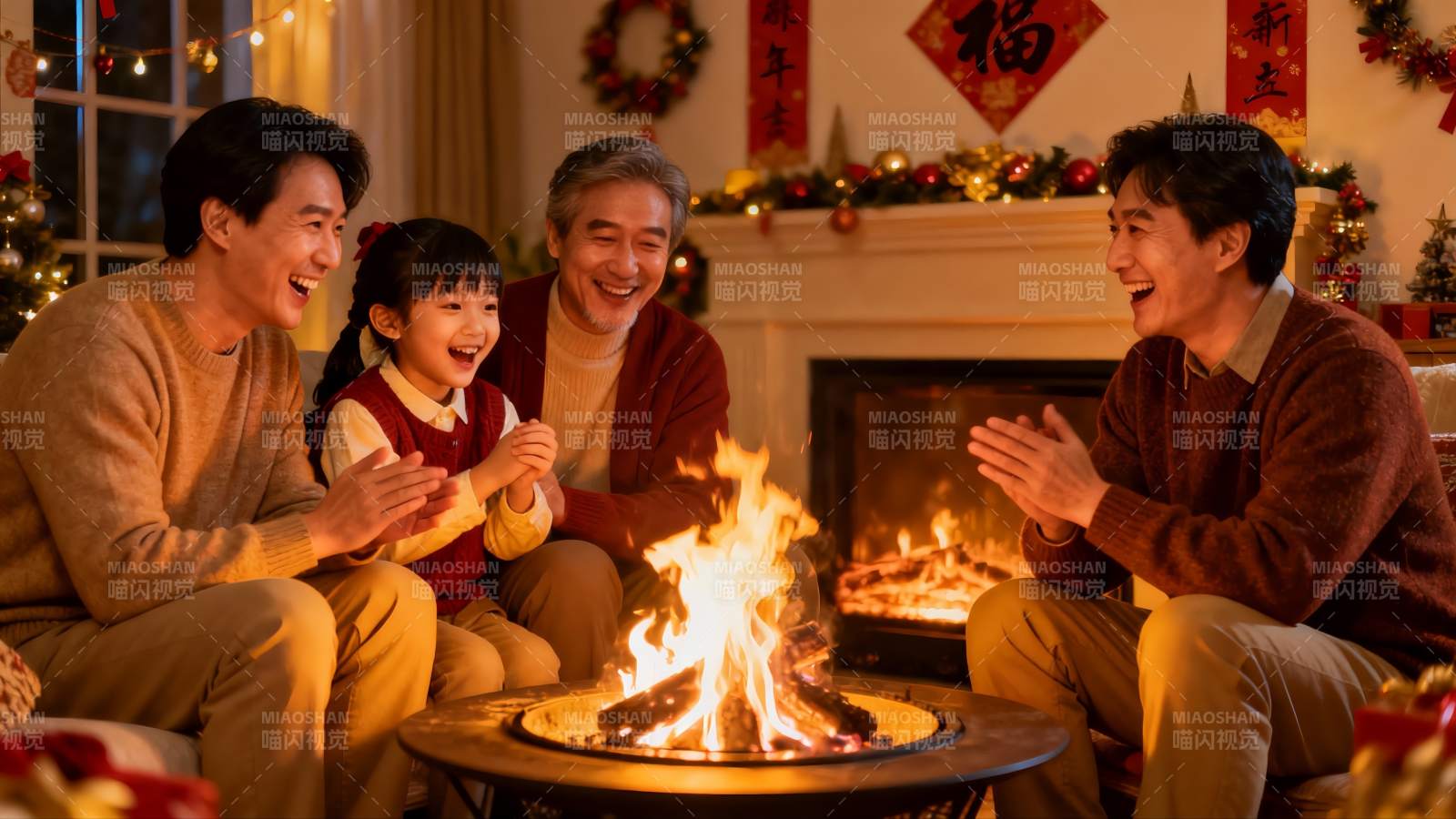 家庭围炉欢聚圣诞夜图片
