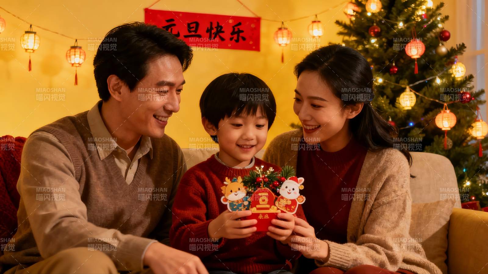 家庭欢聚庆元旦温馨场景图片