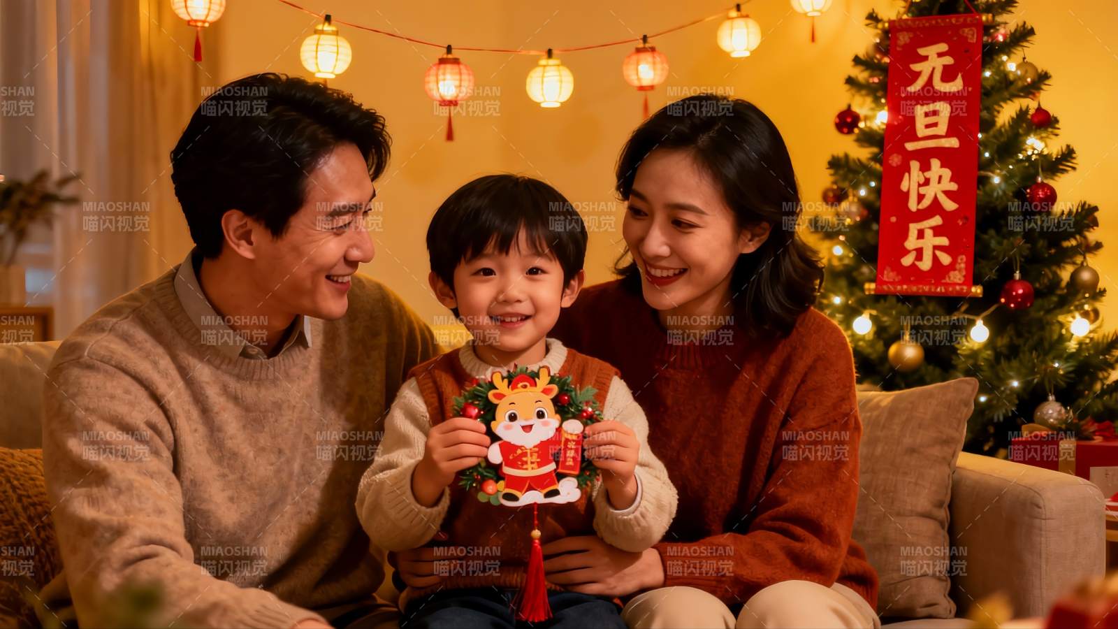 温馨家庭节日庆祝场景图片