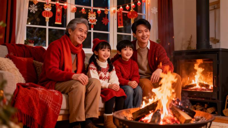 温馨家庭围炉夜话其乐融融图片