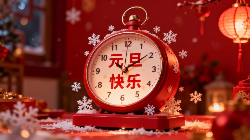 元旦红色闹钟节日装饰图片