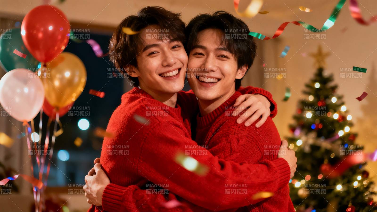 圣诞派对亲密拥抱图片