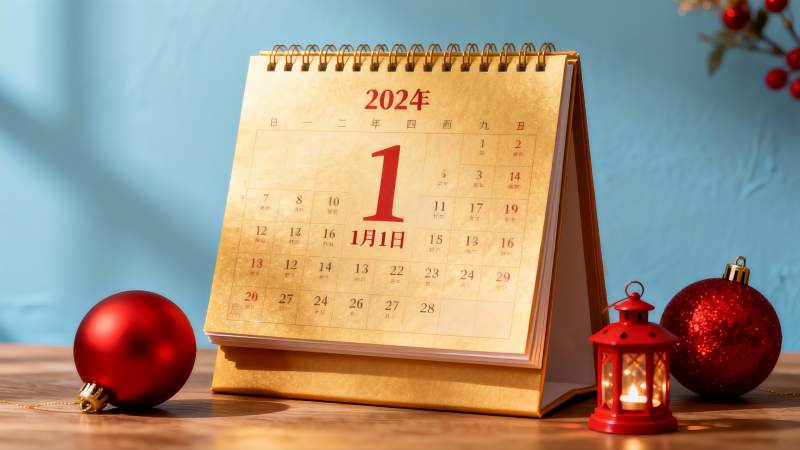 新年日历与节日装饰品图片