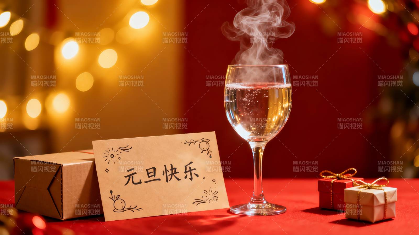 元旦庆祝饮品与礼物图片