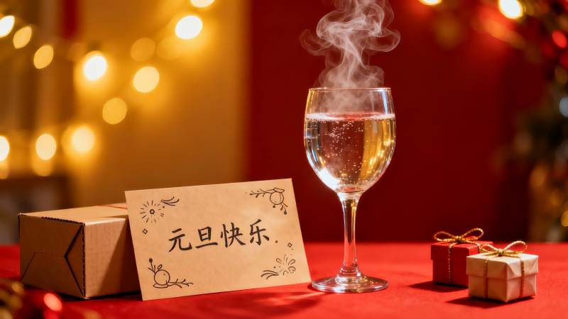 元旦庆祝饮品与礼物图片