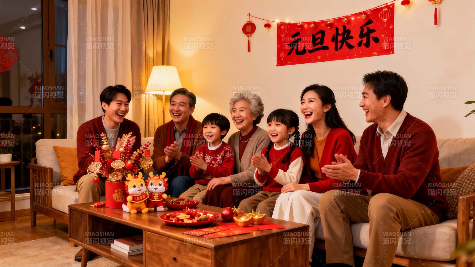 家庭欢聚庆元旦温馨场景图片