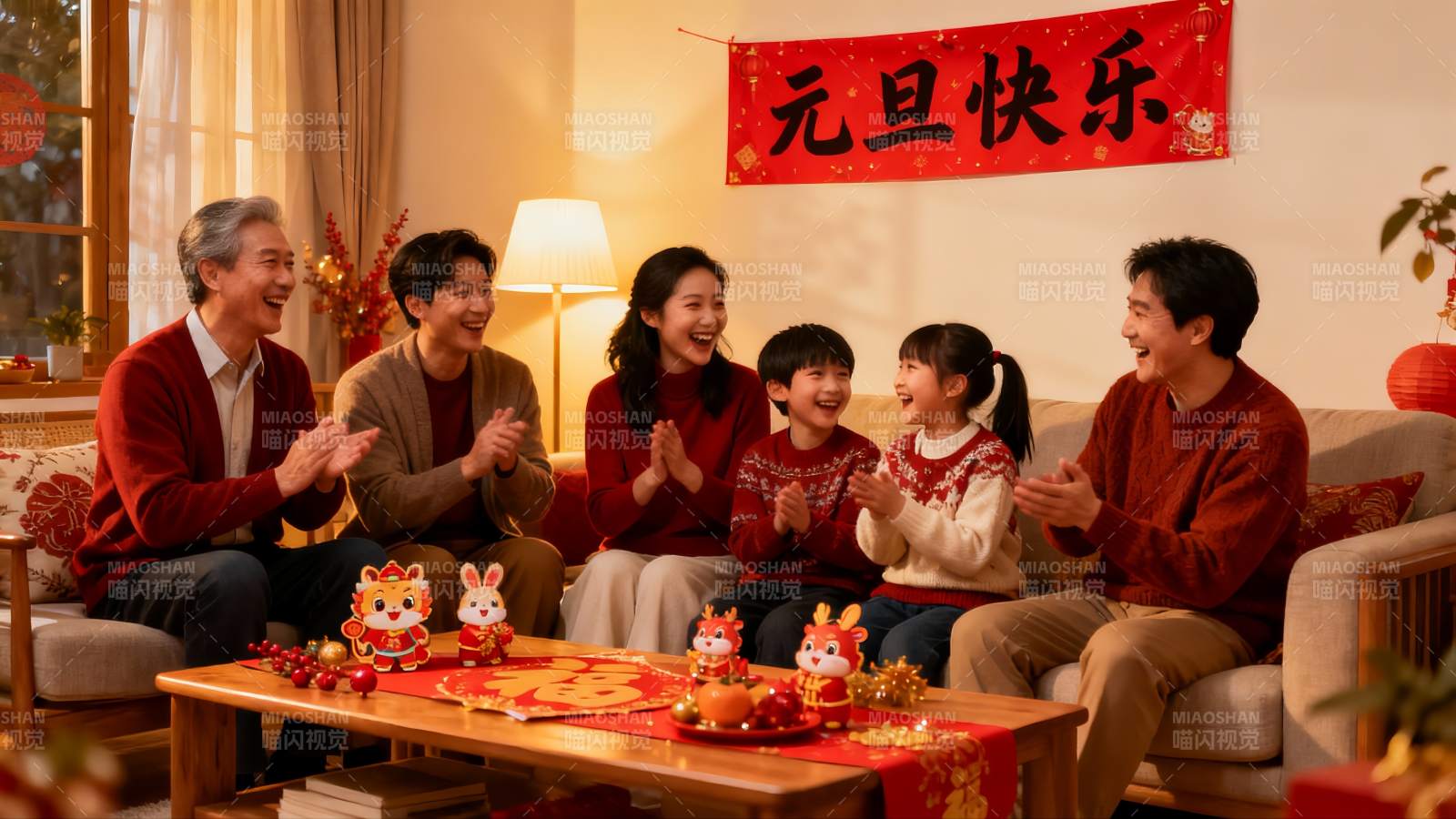 新年家庭团聚欢庆元旦图片