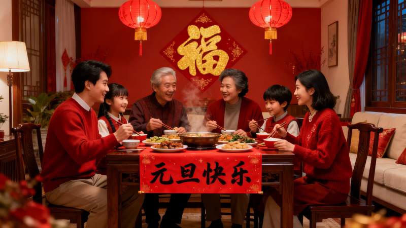 春节家庭聚餐其乐融融图片