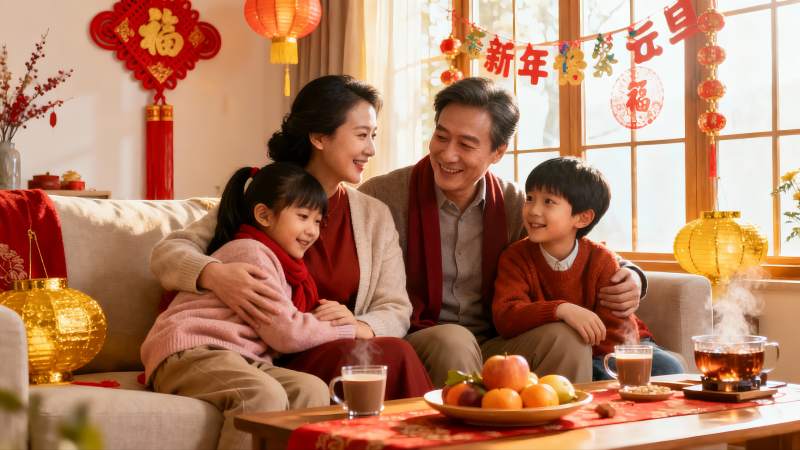 春节家庭团聚温馨场景图片